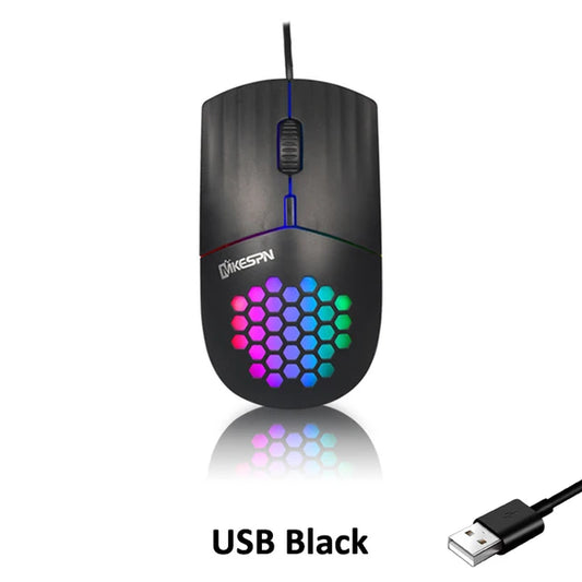 1600 DPI RGB Backlit Honeycomb Shell Wired Gaming Mouse with USB/Type-C Connectivity for Computers, iPads, Tablets, MacBook Air, and Laptops